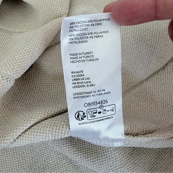 By Anthropologie Pleated Drop Waist Beige Chevron Knit Midi Dress Size Small - Picture 12 of 13